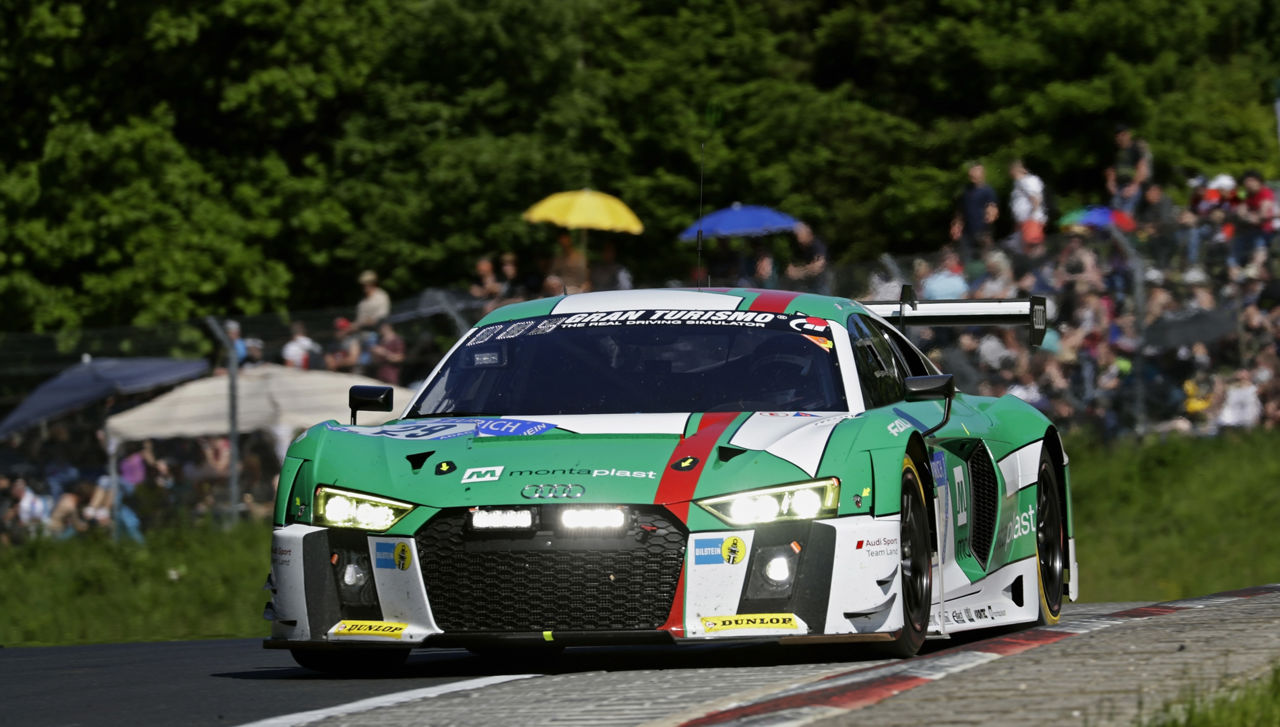 Connor De Phillippi drives his winning car: the Audi R8 LMS won this year&#039;s 24-hour...