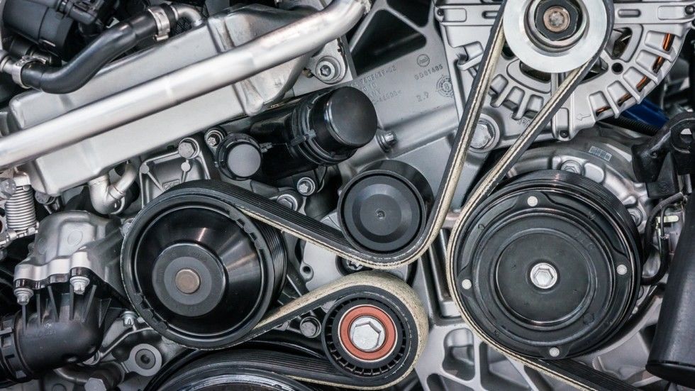 Close up shot of car engine.