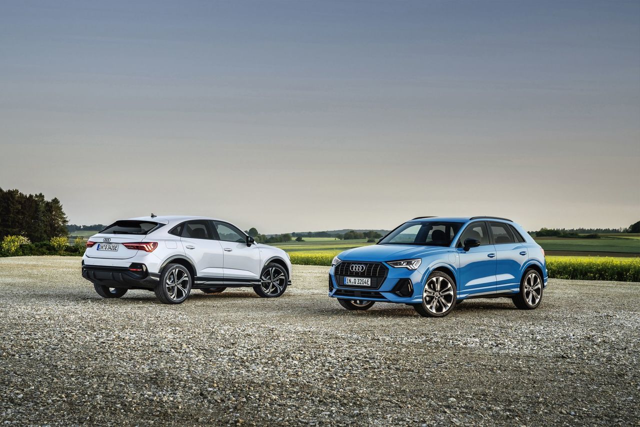 Audi Q3 Sportback 45 TFSI e <br />
Static photo, Colour: Glacier white<br />
Audi Q3 45 TFSI...
