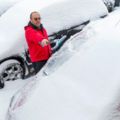 shoveling snow in winter